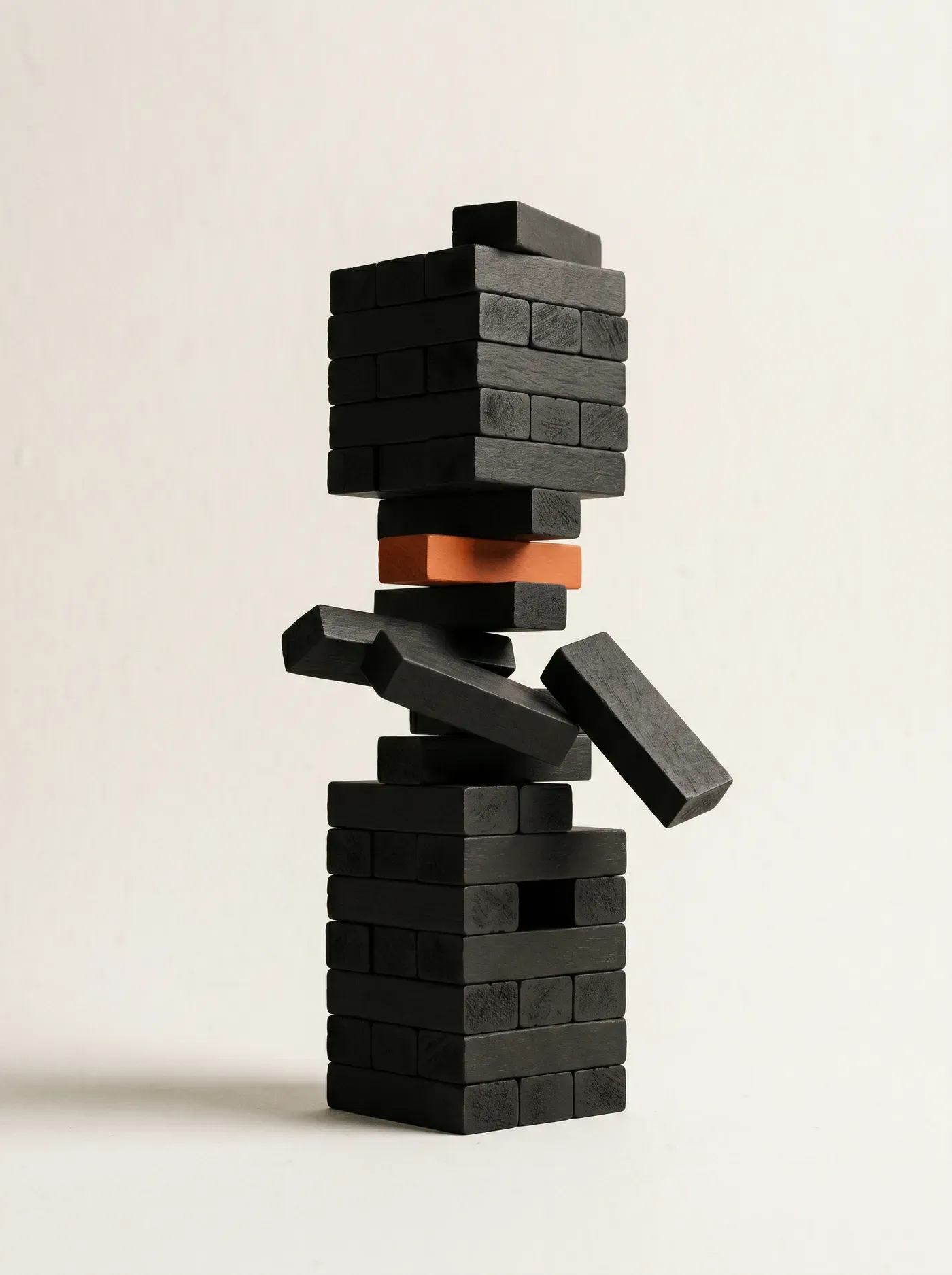 A brittle, half-built scaffolding tower mid-instability — a slick demo that buckles under production load